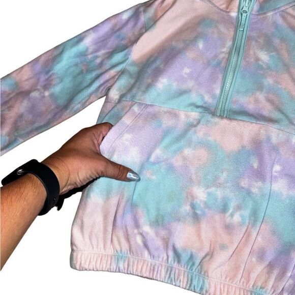 Athletic Works Girls Microfleece Half-Zip Pullover Tie Dye - Size LG (10-12) - Picture 7 of 8